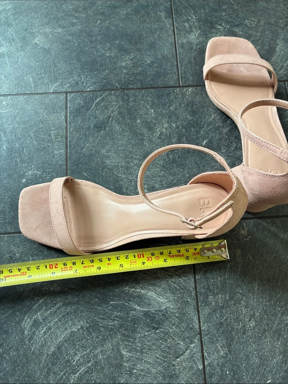 Block Heel Ankle-Strap Sandals in Blush Pink
